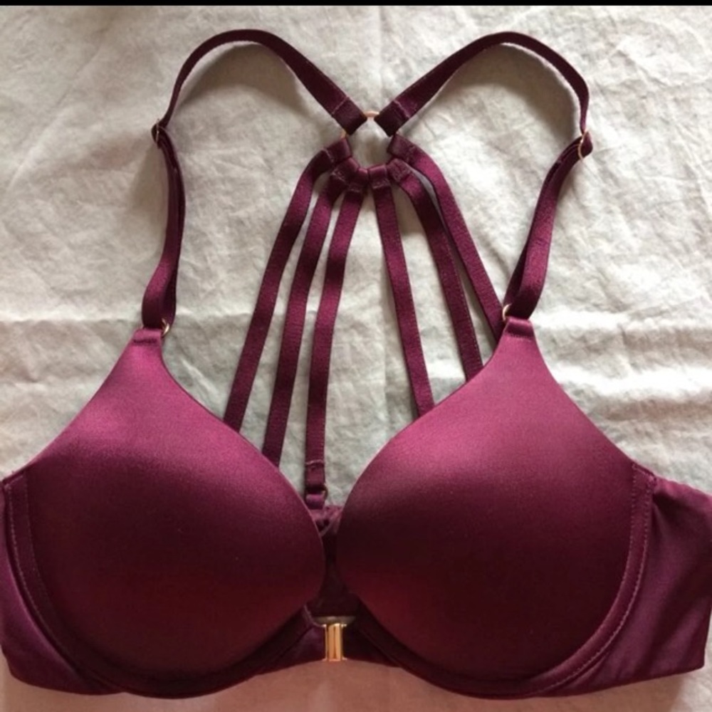 Maroon Strappy Push-up Bra